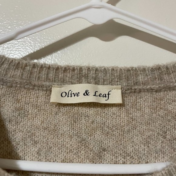 NEW Olive & Leaf Fuzzy Sweater Cardigan Red Green Beige Women US Size Small - Picture 2 of 6